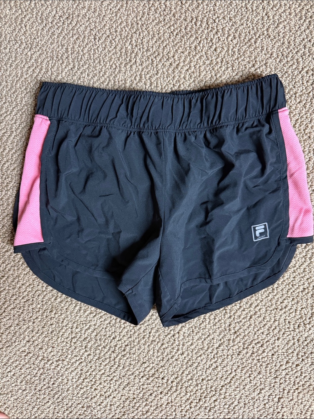 Fila Women’s Black Athletic Shorts with Pink Side Panels